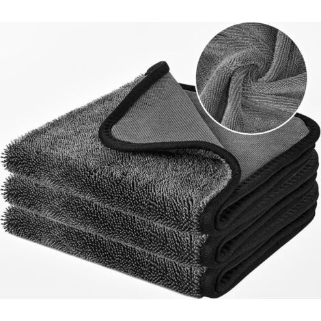 Ahlsen Lot de 3 Chiffon Microfibre Voiture, 30 40cm Serviette pour Auto Moto, Chiffon en Microfibres Lavettes Micro Fibre Absorbant (1/5)