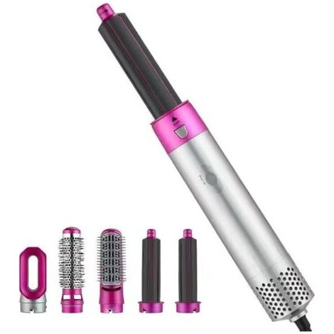 [JAMAIS UTILISÉ]Brosse à cheveux 5 en 1 Brosse à cheveux professionnelle Pince à cheveux Sèche-cheveux Rotatif Air chaud Curling Peigne à air Sèche-cheveux Brosse chauffante Violet (1/4)