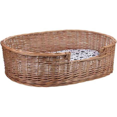 Cama de mascota de mimbre marrón 100x76x18/25h cm
