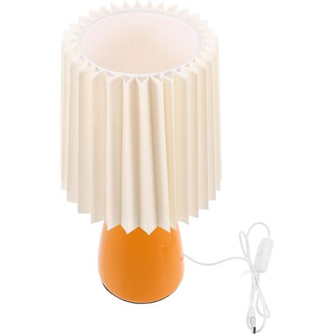 PRETYZOOM Lampe de Table Plissée Vintage en Céramique Orange 3w (1/5)