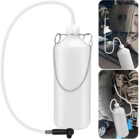 Bouteille de récupération de Liquide de Frein,Réservoir de Liquide de Frein 1L,Frein Purge de Circuit,avec Tuyau de 60cm et raccord en Caoutchouc pour récupérer Le Liquide de Frein (1/4)