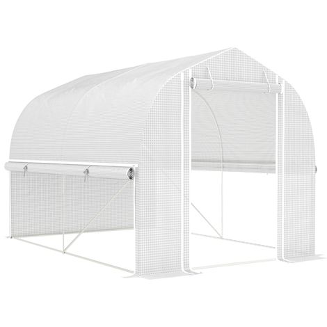 Foliengewächshaus 3 x 2 x 2 m mit 4 Fenstern, Rolltür und verzinktem Stahlrahmen (1/4)