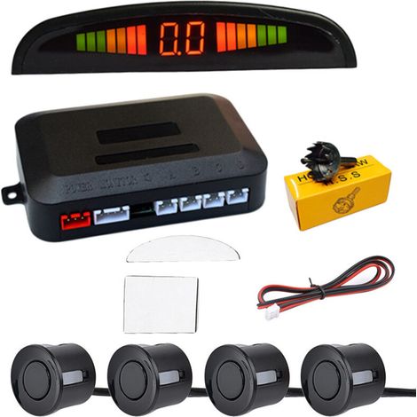 4 KIT DE CAPTEURS DE STATIONNEMENT AVEC AFFICHAGE LED + SON COULEUR NOIR