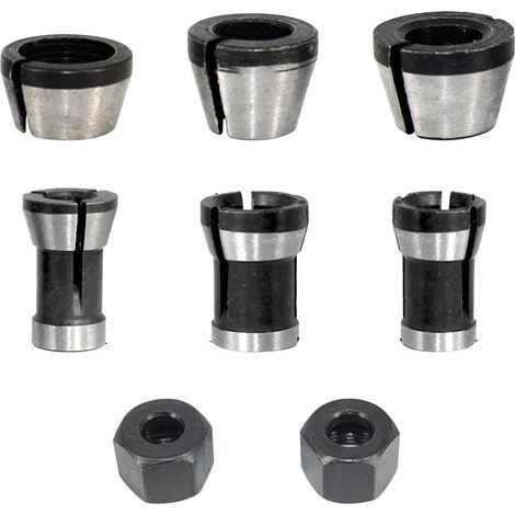 8 pièces 6.35/8mm Mandrin de Pince de Routeur, Mandrin de Fraise à Bois Pince de Serrage Defonceuse Tête Adaptateur Convertisseur pour Machines à Graver Coupe Fraises (1/5)