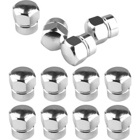 12 Pièces Bouchons Valve De Pneu, Bouchons Tige De Valve Pneu en Aluminium avec Joint Hexagonal Bouchons Valve Pneu, Chapeaux Anti-Poussière Voiture pour Moto, Bicyclette, Camions(Argent) (1/5)
