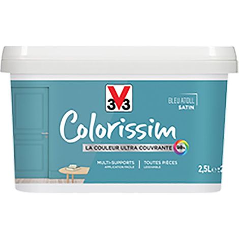 Peinture Multi-supports V33 Colorissim Satin Bleu atoll 2,5 L