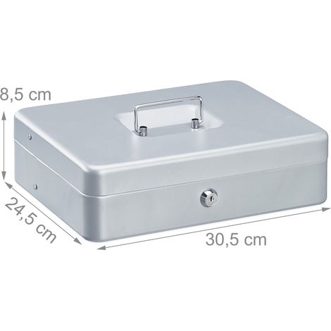 Cassetta portavalori chiudibile a chiave con scomparti per banconote 28 x 23 x 10 cm sicurezza per il trasporto facile in ferro nero 130014873