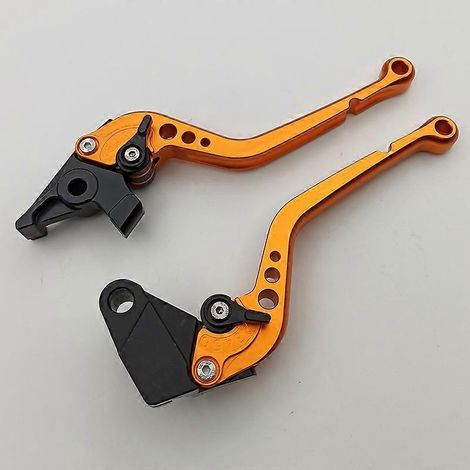 Pour moto Kawasaki VERSYS650 (années 2009-2014) : modification du guidon (tige longue orange) avec frein, embrayage et klaxon réglables. (1/5)