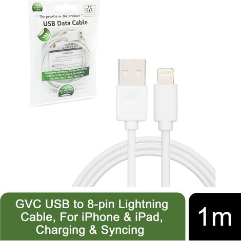 GVC USB to 8-pin Cable, For Phone & Pad, Charging & Syncing - 1m (1/5)