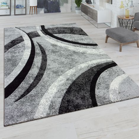 Paco Home Teppich Wohnzimmer Kurzflor Vintage Handgearbeiteter Konturenschnitt 3D Optik 120x170 cm, Grau