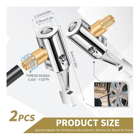 Embout Gonflage Pneu Voiture,Mandrin D'Air en Laiton,Adaptateurs de Valve de Pneu pour Voiture,Adaptateur de Buse Filetée,pour Pompe Velo Moto Auto Connecteur Rapide Accessoire Embout (1/2)