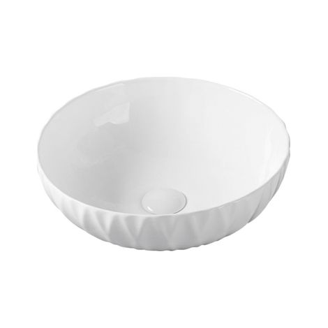 Vasque à poser ronde - 39,5 cm - Blanc brilllant géométrique -GIULIA (1/4)