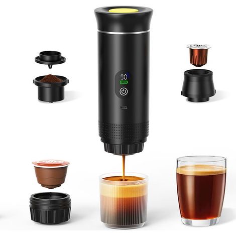 Green Mobility-Machine à café numérique avec café moulu et capsules NS, extracteur de café pour camping-car, voyage, bureau, noir (1/5)
