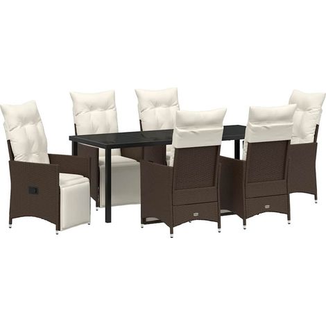 Maison Exclusive - Set da Pranzo per Giardino con cuscino 7 pcs Marrone polyrattan