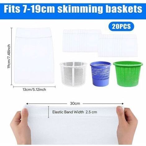 Lot de 20 chaussettes de skimmer de piscine – Filtre en nylon ultra-fin – Élimine les feuilles, le pollen et la mousse – Dimensions : 22 x 13 cm (1/4)