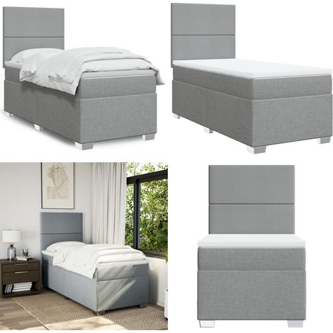 Boxspringbett mit Matratze Hellgrau 90x200 cm Stoff - Boxspringbett - Betten - Schlafräume - Doppelbett - Einzelbett - Home & Living (1/5)
