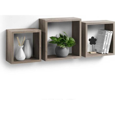 Lot de 3 Étagères Murales "Cube" 30cm Chêne (1/2)