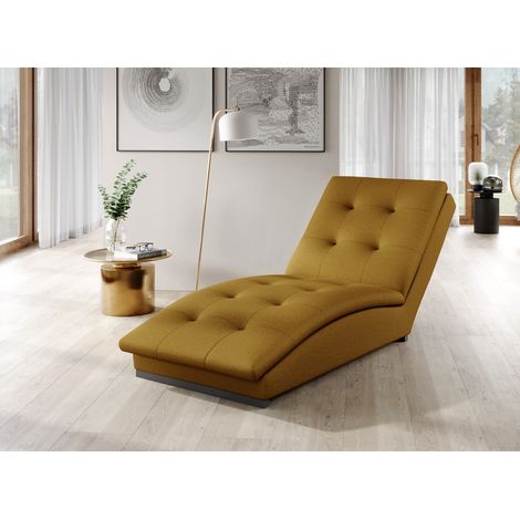 Chaise longue en velours BORA – Moderne & confortable-Jaune curry (1/4)