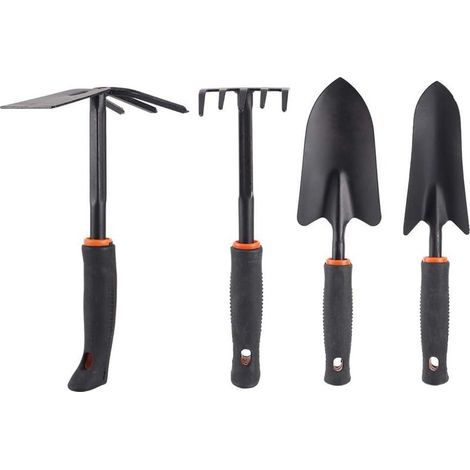 Kit de jardinage, ensemble d'outils de jardinage 4 pièces/ensemble : pelle et râteau en fer et plastique épais. Accessoires de jardinage pour la plantation de fleurs. (1/5)