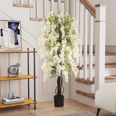Glycine artificielle Outsunny, grande plante de 165 cm, en plastique, avec fleurs artificielles en pot. Plante artificielle d'aspect réaliste, idéale pour une décoration moderne au bureau, au salon ou