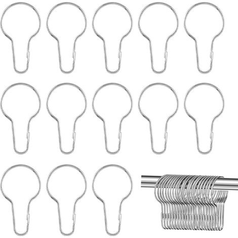 60 Anneaux rideau, Métal, Design citrouille, Ouvert, Tringle 33mm, Salle de bain, Salon, Cuisine
