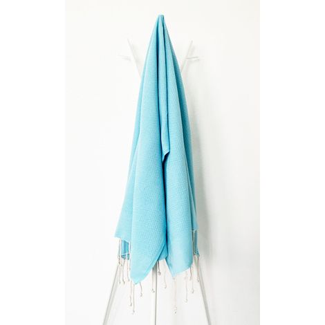 Fouta 100x200 Tarifa Turquoise claire- 100% coton - franges