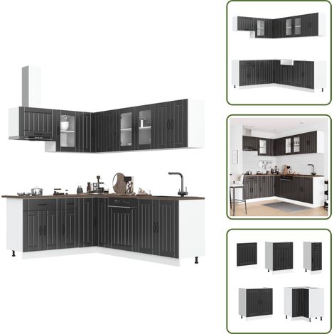 11-tlg. Küchenschrank-Set Lucca Schwarz Holzwerkstoff - Küchenschrank-Set - Küchenschrank-Sets - Küchenzeile Einbauküche - Küchenschrank (1/5)