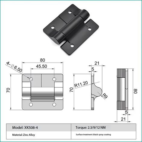 (XK508-4-2.3NM) Charnières à contrôle de position à couple constant E6-10-416-50 de même dimension, à friction réglable. (1/5)