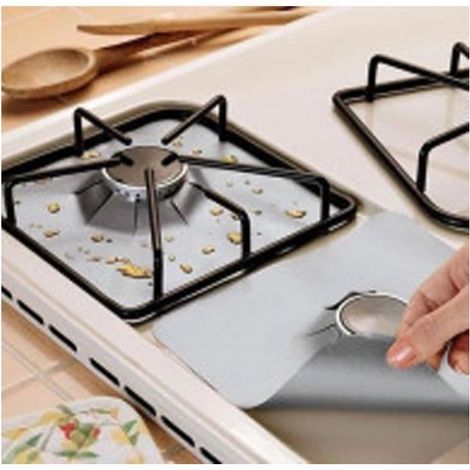 4Pcs réutilisable Foil gaz Hob Range Stovetop Furnace Surface Outils Protection Pad Nettoyage de cuisine Nettoyage Stovetop Protecto (1/4)