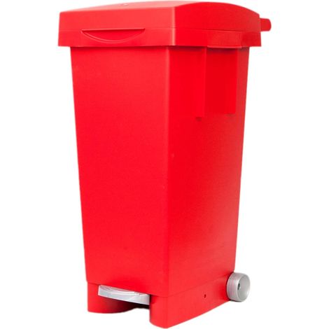 BIDONE BIGTATA CON RUOTE E PEDALE LT.80  cm.39x50x81h.  rosso    ICS