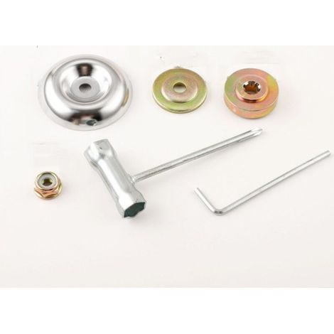 Kit de fixation universel pour tête de débroussailleuse6 pièces, écrous et lames métalliques compatibles avec tondeuses à gazon (1/4)