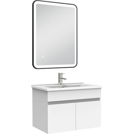 Acezanble Meuble simple vasque 60cm avec miroir 3 couleurs + dimmable blanc (1/4)