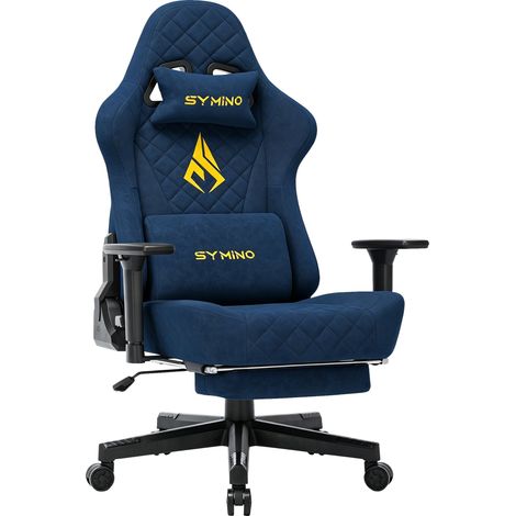 Symino Chaise Gamer Ergonomique - Fauteuil de Bureau avec Repose-Pieds Télescopique, Support Lombaire et Hauteur Réglable - 202kg (Simili Cuir)