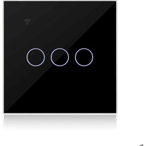 Schwarzer 3-fach-WLAN-Smart-Schalter (1-Wege), kompatibel mit WLAN-Touch-Schaltern und App-Steuerung (1/5)