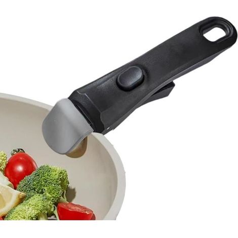 Poignée de casserole - Amovible - Anti-brûlure - Ergonomique - Compatible tous feux - Noir (1/4)