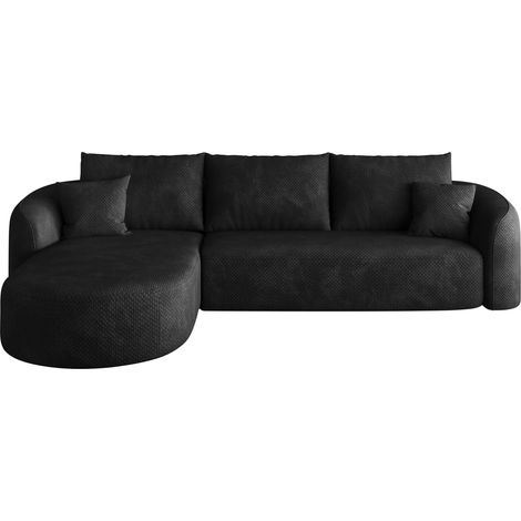 Divano angolare a L 266 cm in tessuto nero MODENUIT (1/5)