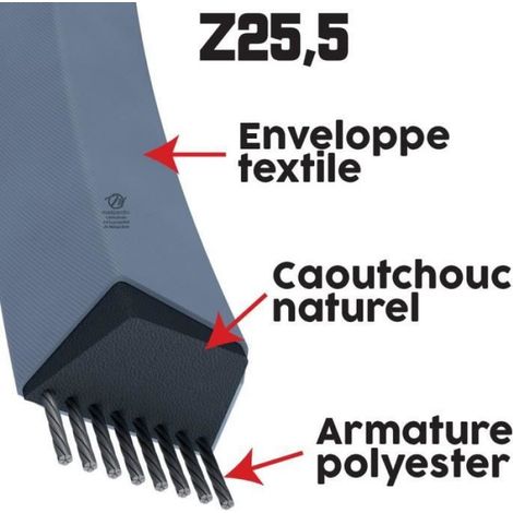 Courroie tondeuse Z25,5 Trapézoïdale - 10 mm x 686 mm (1/4)