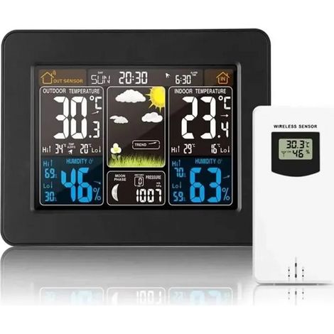 Station Météo - Horloge Numérique - Capteur Extérieur - Écran LCD Coloré - Fonction Baromètre