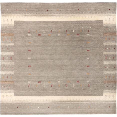 Tapis Loribaft tissé Tapis Aurora Flair - Tapis en laine - 200x200cm, Square - 100% Laine vierge - Tissé main - Gris (1/5)