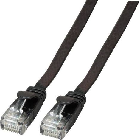 EFB Elektronik K8107SW.0,5 RJ45 Câble réseau, câble patch CAT 6a U/UTP 0.50 m noir très flexible, ignifuge, sans halogène, avec cliquet d'encastr D698521 (1/5)