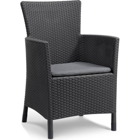 Dmora - Outdoor-Sessel Steinbach, Gartensessel, Loungesessel für außen, Bequemer Stuhl für den Garten, 62x60 h89 cm, Anthrazit