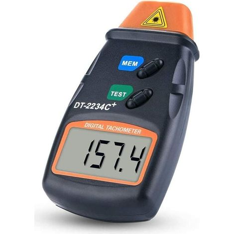 Ulisem Tacómetro Digital, Tacómetro Sin Contacto, Tacómetro Digital LCD, Rango Tacómetro 2.5RPM-99,999RPM, con 3 Tiras Reflectantes y Bolsa de Tela Azul