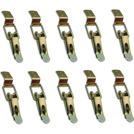 10 Stück geschlossener Hebel und Haken, Knebelverschluss, für Schublade, Verriegelungshebel, Werkzeugkasten, Schrank, Kabinett, Kiste (gelb verzinkt) (1/5)