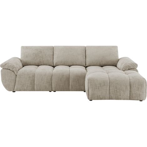 Deco In Paris – Canapé d'angle relax électrique en velours chiné taupe – Assise généreuse – Dossier haut pour maintien – Accoudoirs larges – Confort optimal