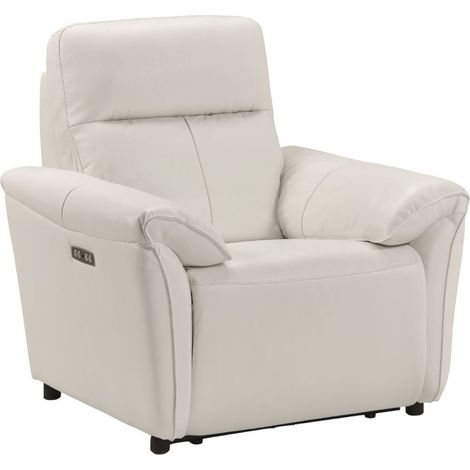 Fauteuil Relax Electrique Cuir Blanc - MAZARO