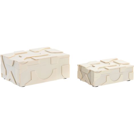 Joyero Set 2 Resina Hueso 18X13X7,5 15X10X5 Blanco (1/3)