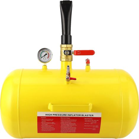 Démarreur de talon de pneu à air, capacité de 10 gallons, construction en métal, manomètre inclus, poignée facile à utiliser, compatibilité polyvalente (1/5)