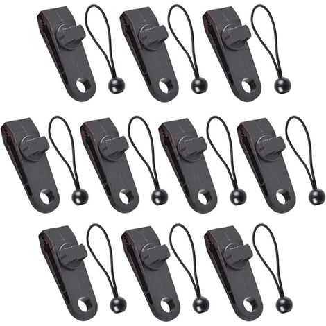 CSPARKV 10 Sets Clip de Bâche Multifonctions Pinces pour Tente Pince pour Bâche avec Cordon Élastique Noir pour Bâches Auvents Camping Caravane Couvertures (1/5)