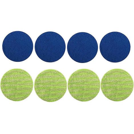 Lot de 8 tampons de rechange pour balai à franges rotatif électrique, bleu et vert. (1/5)