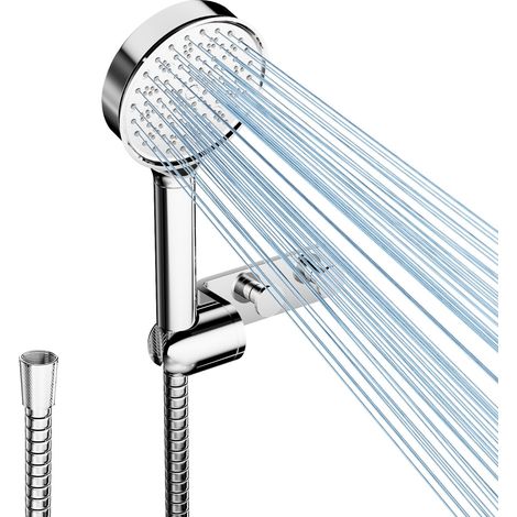 Pommeau de Douche avec Filtre, Tête de Douche et Flexible 1.5M avec Support, Pommeau de Douche Anti-Calcaire 6 Modes de Pulvérisation Tête de Douche Haute Pression (Chrome) (1/5)